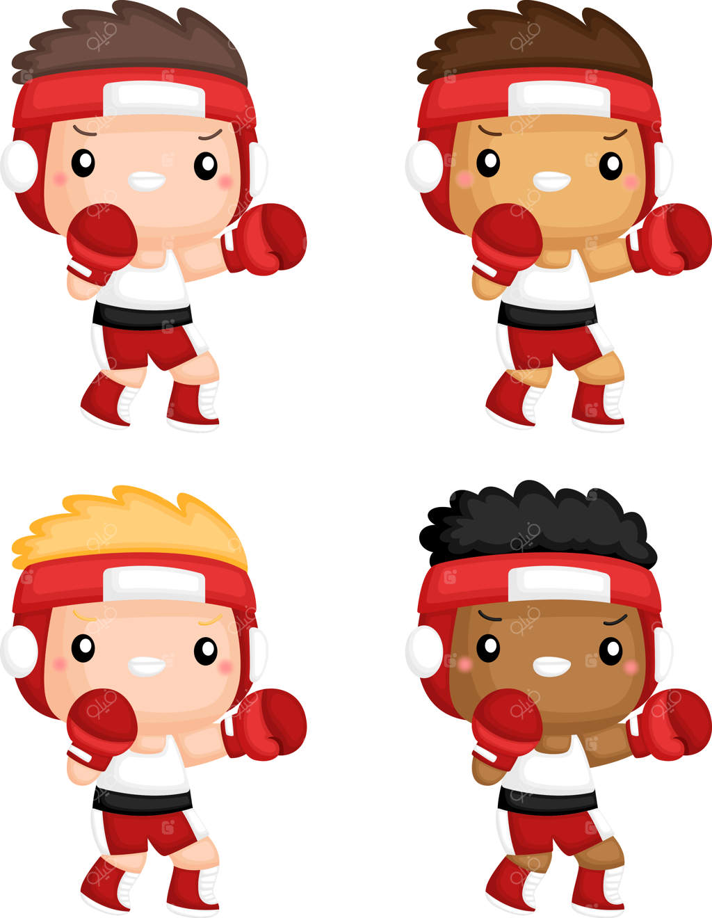 تصویری از بوکسورها در رنگ‌های پوست متفاوت