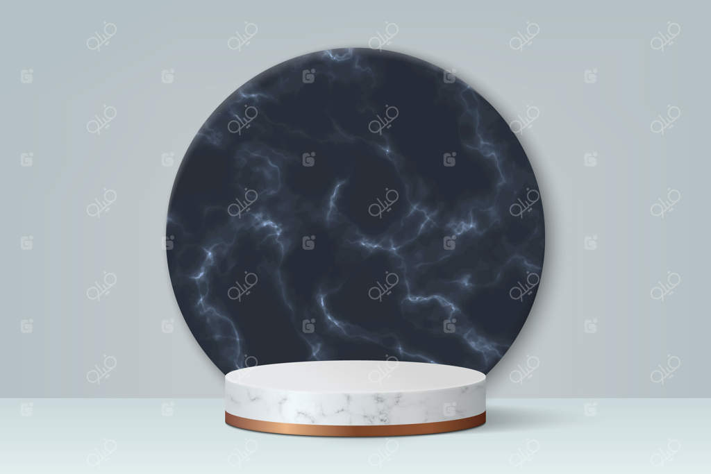 صحنه مینیمال با سکوی نمایش، پس‌زمینه ارائه محصولات آرایشی