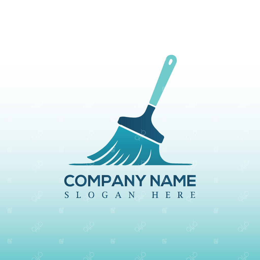 لوگوی خدمات نظافتی با نماد جارو