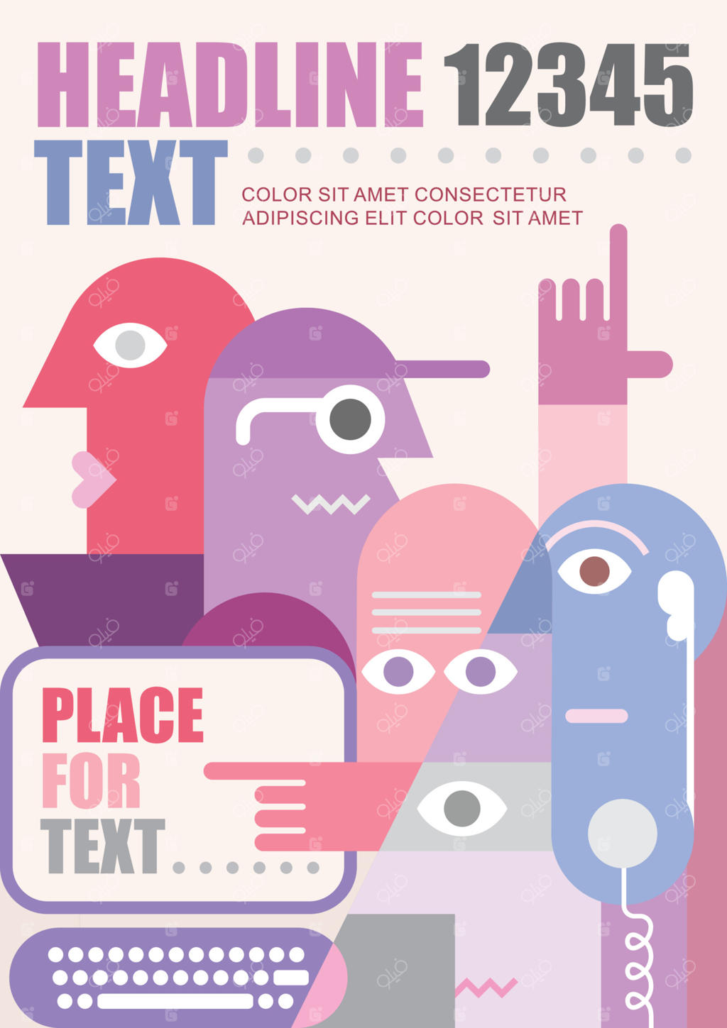 طراحی قالب وکتور گروه بزرگی از مردم