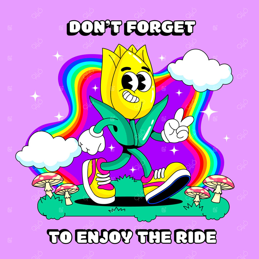 طرح کارتونی تی‌شرت با حال و هوای مثبت و دست‌کشیده