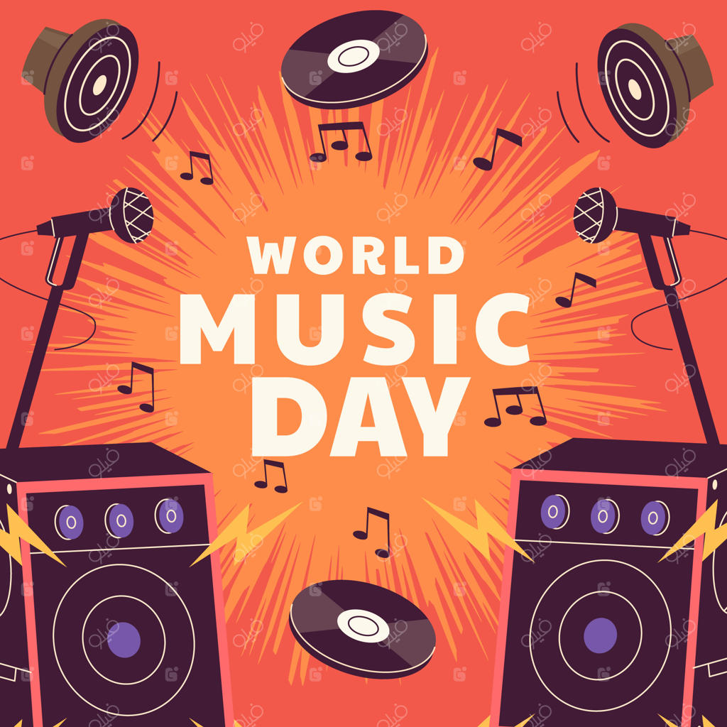 تصویرسازی مسطح برای جشن روز جهانی موسیقی