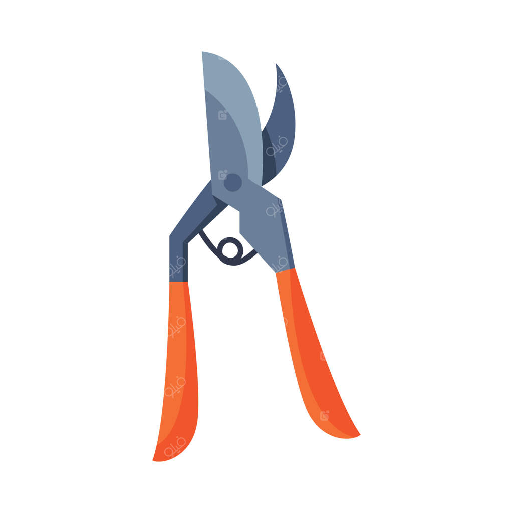 قیچی باغبانی، تصویر تجهیزات کشاورزی به سبک تخت بر روی زمینه سفید