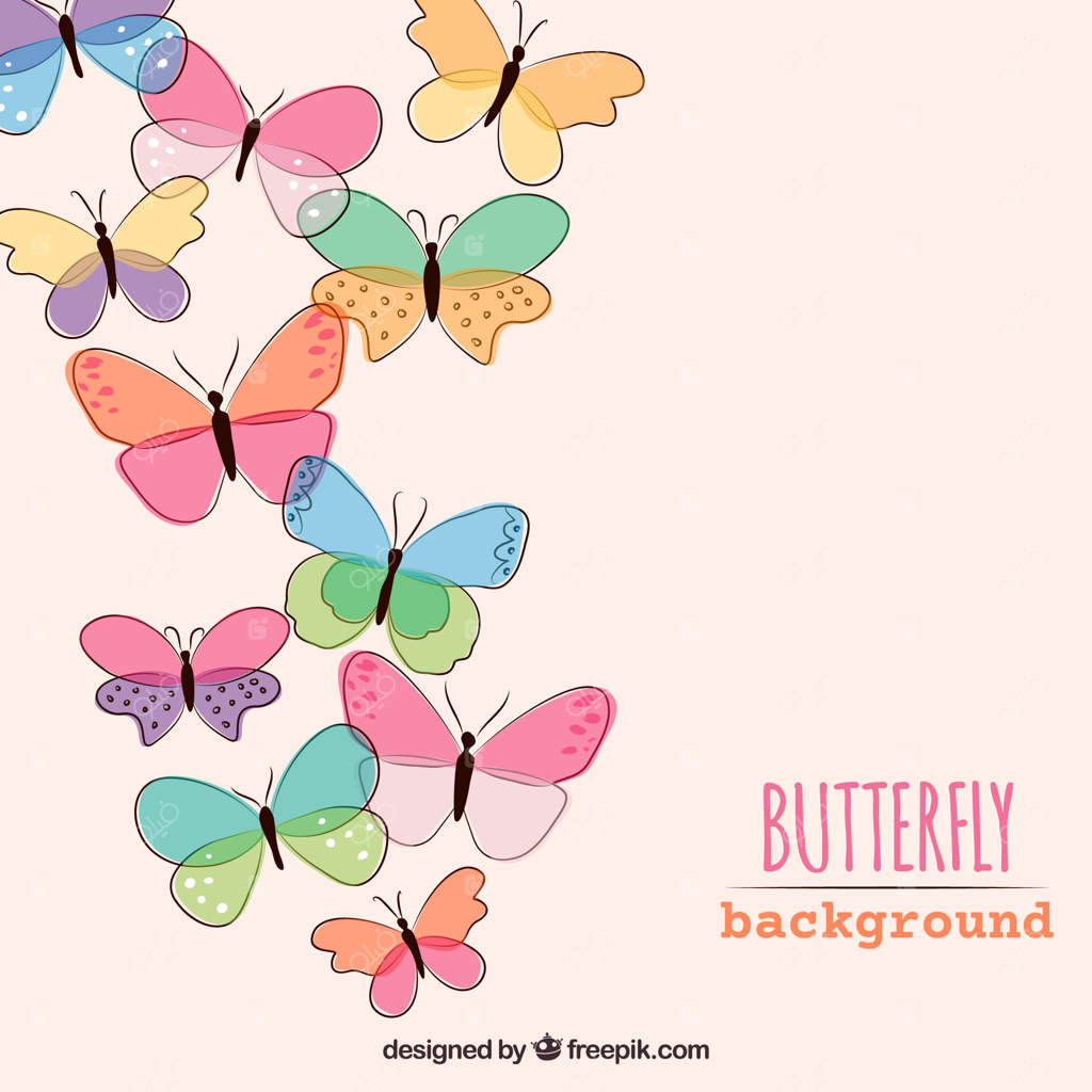 پیش‌زمینه‌ای از پروانه‌های دستی کشیده شده