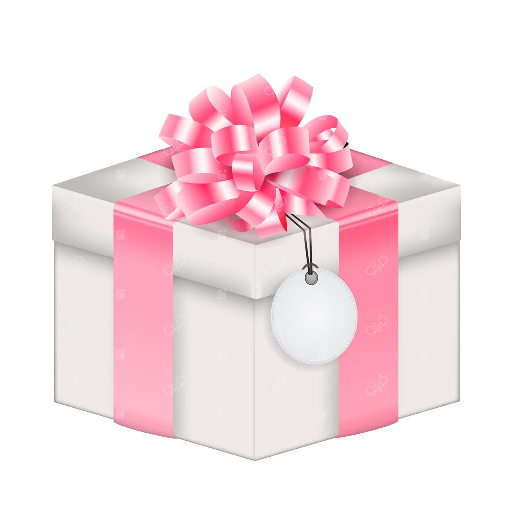 جعبه کادویی سه‌بعدی واقعی با پاپیون و روبان.