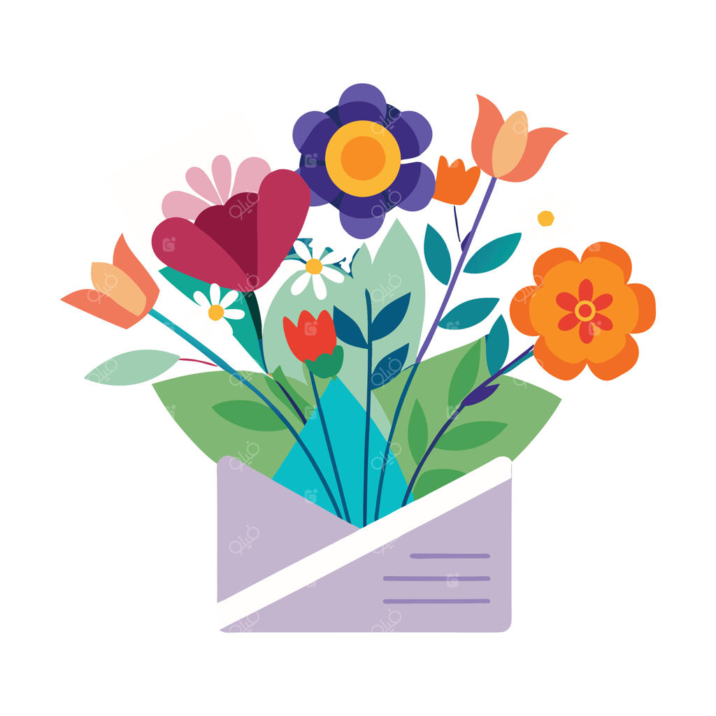 تصویرسازی به سبک تخت از باغ گل‌های زیبا