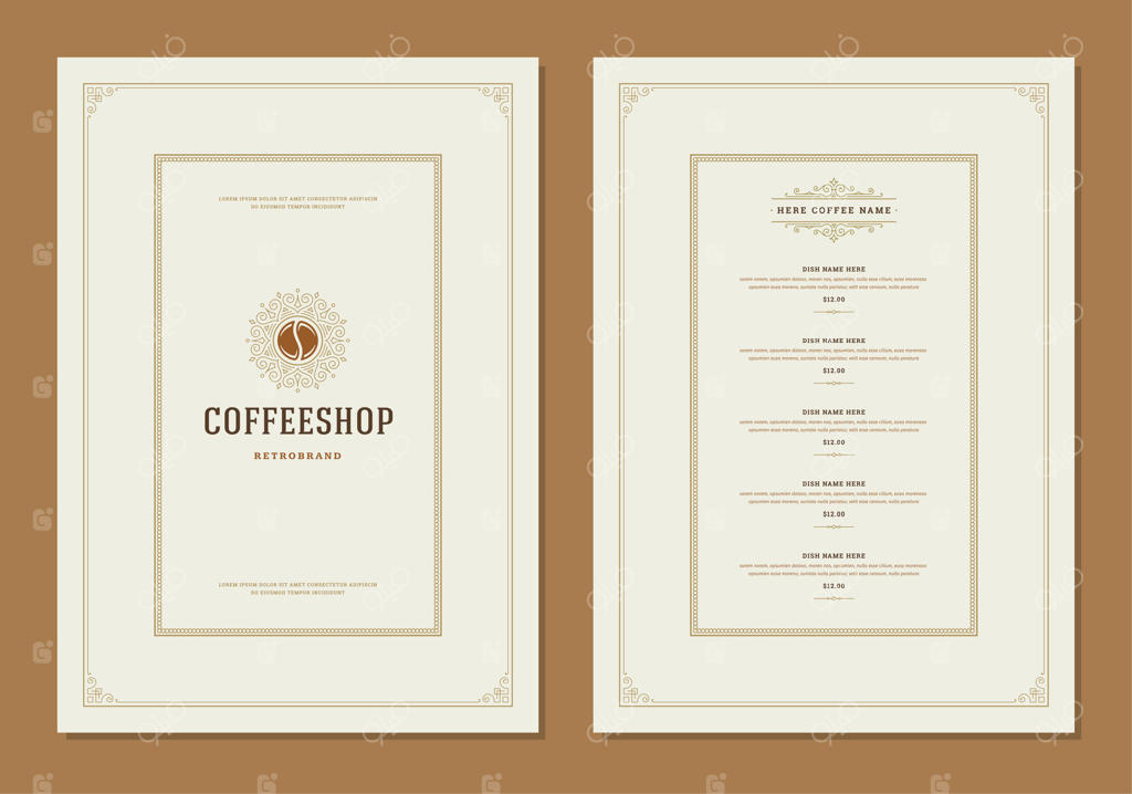 الگوی طراحی بروشور منوی قهوه با تصویرسازی