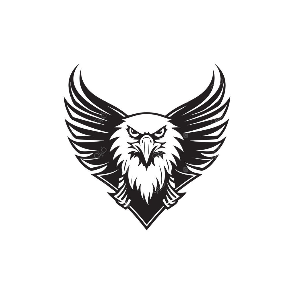 وکتور لوگوی عقابی جسور و شیک به رنگ سیاه و سفید