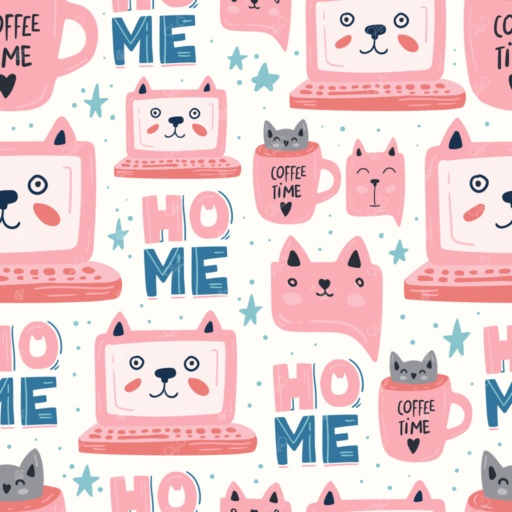 پترن بی‌درز گربه صورتی