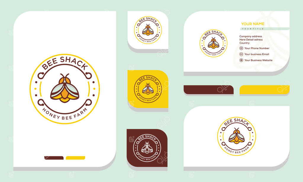 وکتور لوگو زنبور عسل. طراحی لوگو و کارت ویزیت