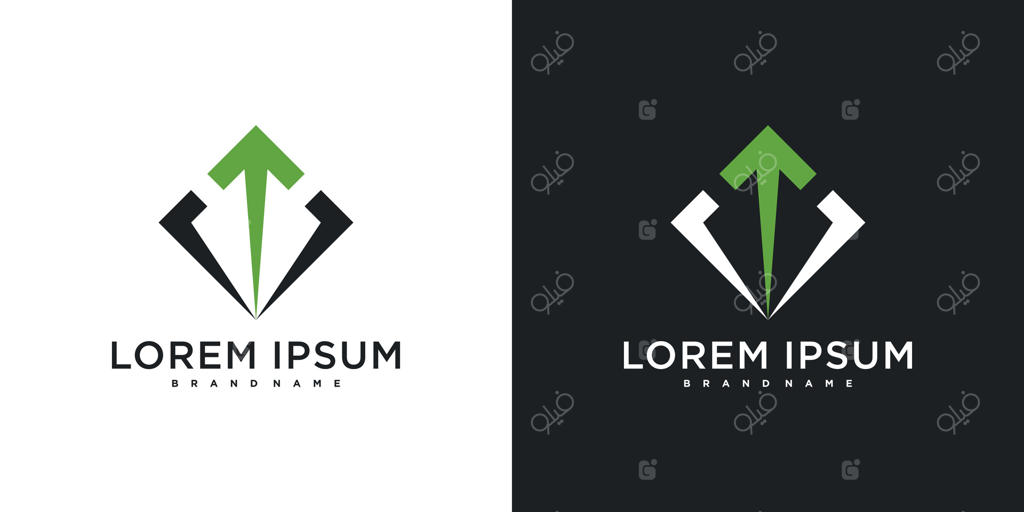 طراحی لوگو رشد مالی با نماد فلش انتزاعی، نسخه ویژه