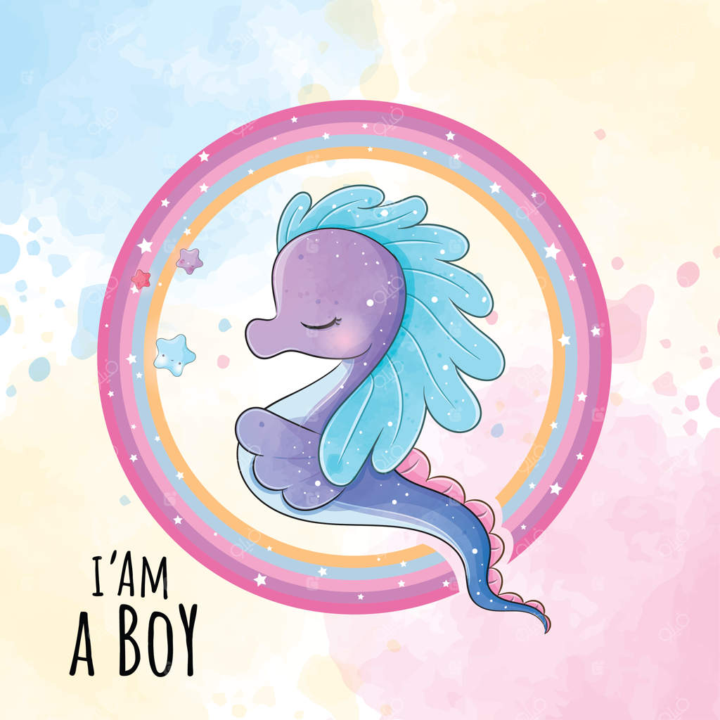 تصویر زیبای اسب‌های دریایی با رنگ‌آمیزی رنگین‌کمانی و پس‌زمینه