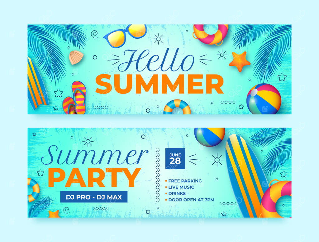 قالب واقعی بنر افقی جشن فصل تابستان