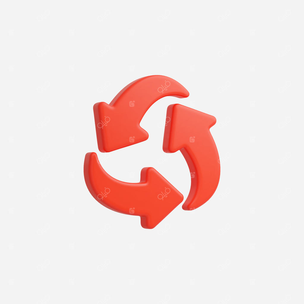 آیکون دایره‌ای قرمز با پیکان‌های پویا نماد حرکت و جریان.