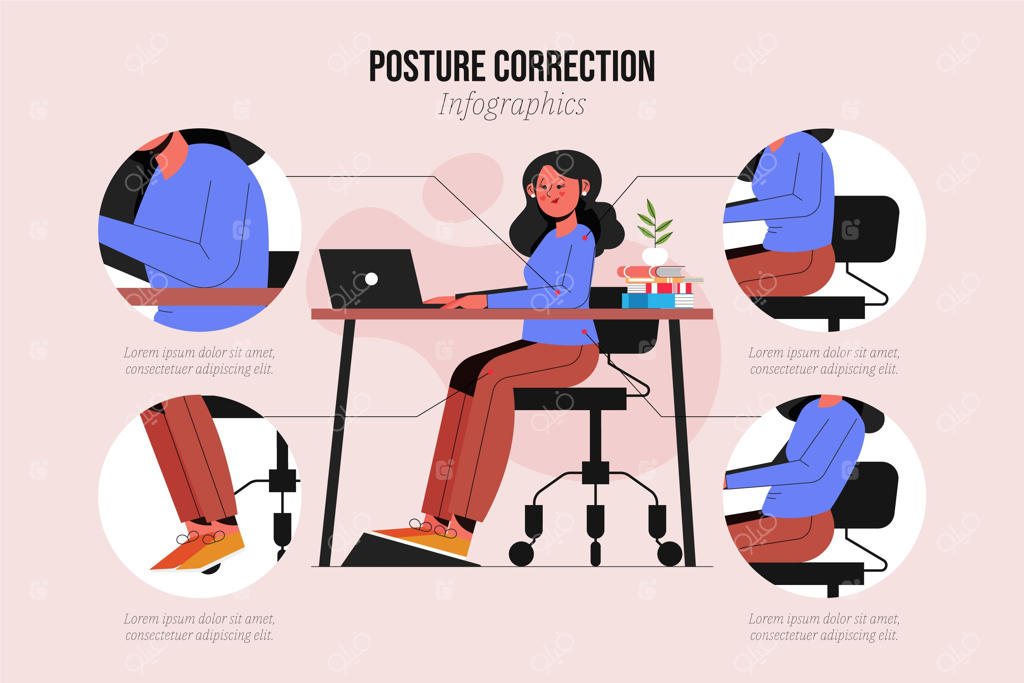 اینفوگرافیک‌های اصلاح وضعیت بدن در حالت نشسته