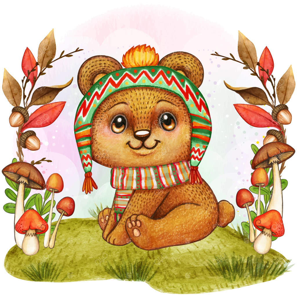 تصویر آبرنگی زیبای خرس بچه