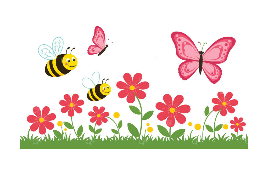 باغ باشکوه گل‌ها با زنبورهای دوستانه و پروانه‌های آرام