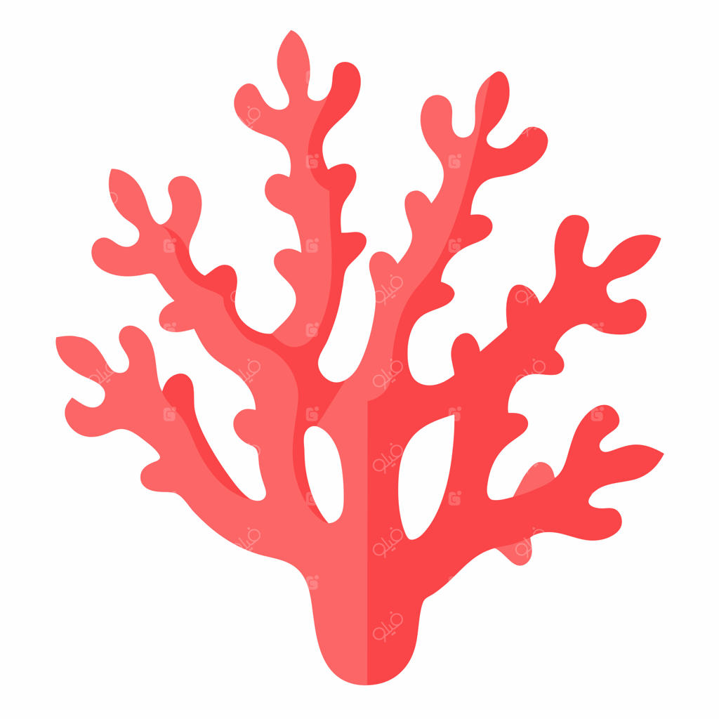 تصویرسازی و کلیپ‌آرت طرح مرجان با پس‌زمینه سفید