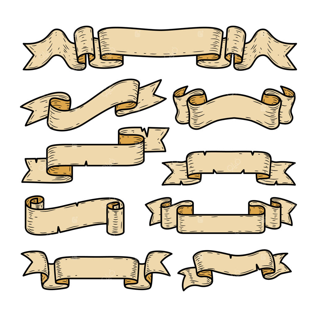 مجموعه روبان‌های قدیمی: برچسب‌ها و پرچم‌های کلاسیک بر روی پس‌زمینه‌ی شفاف. کلکسیون برچسب‌های رترو و طرح‌های کلاسیک قدیمی.
