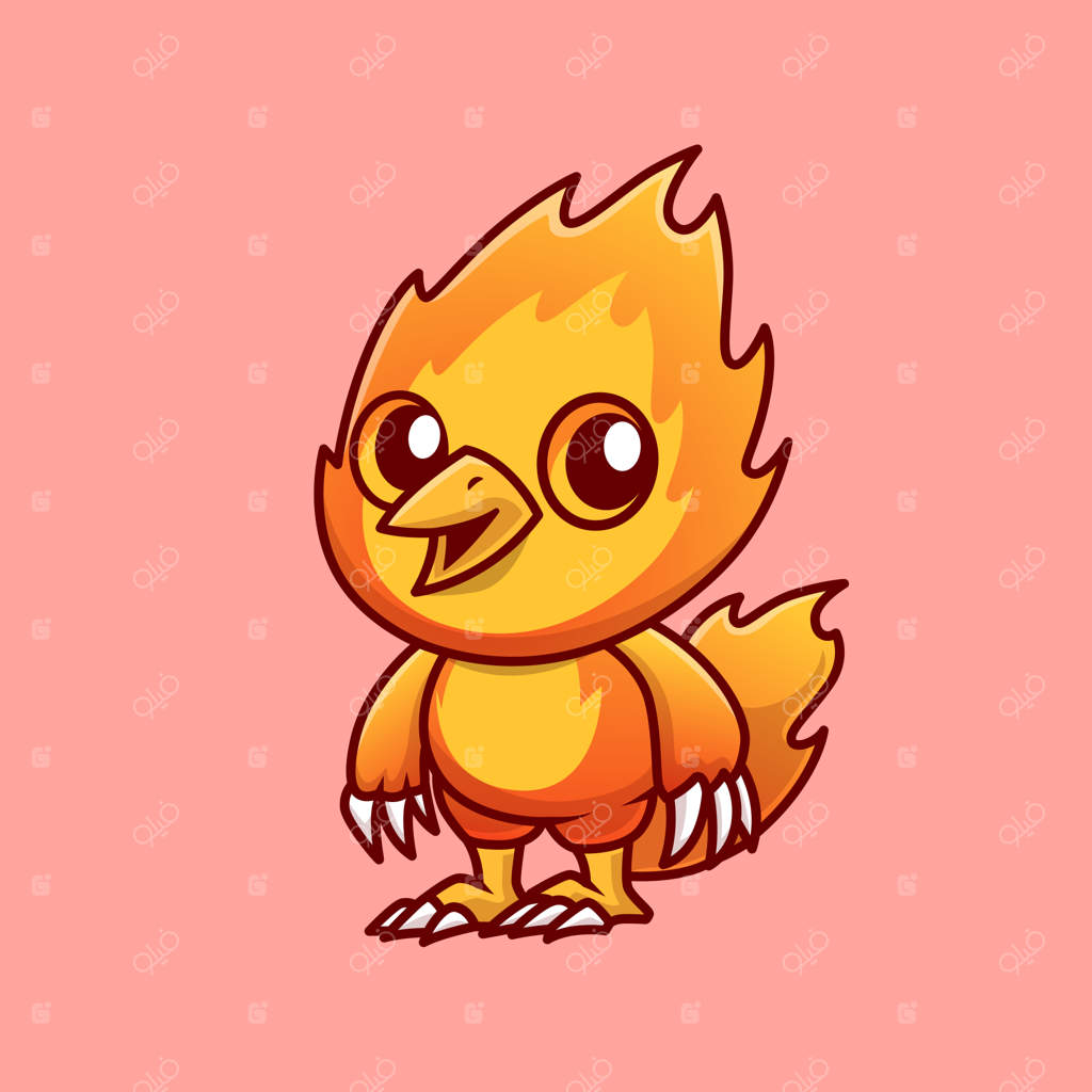 تصویر وکتور آیکون کارتونی پرنده آتشین بامزه. مفهوم آیکون تعطیلات حیوانات - وکتور خاص و جداشده از بقیه