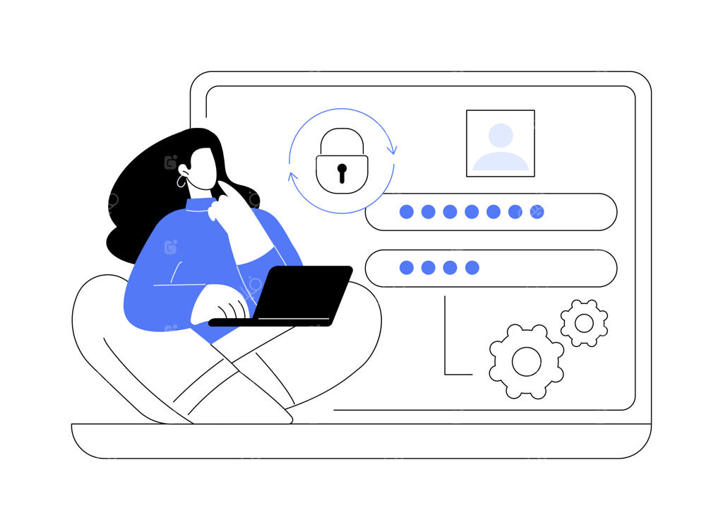 تصویرسازی وکتور کارتونی و ایزوله ایجاد رمز عبور جدید