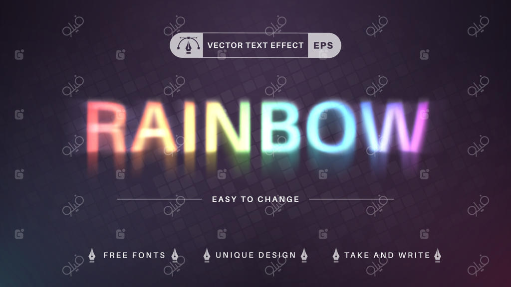 تاثیر متن قابل ویرایش رنگین‌کمان محو، سبک فونت