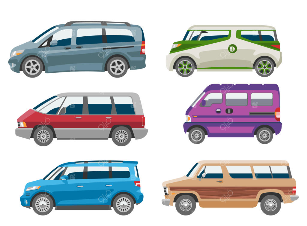 تصویر مینی‌ون و خودروی خانوادگی در پس‌زمینه سفید