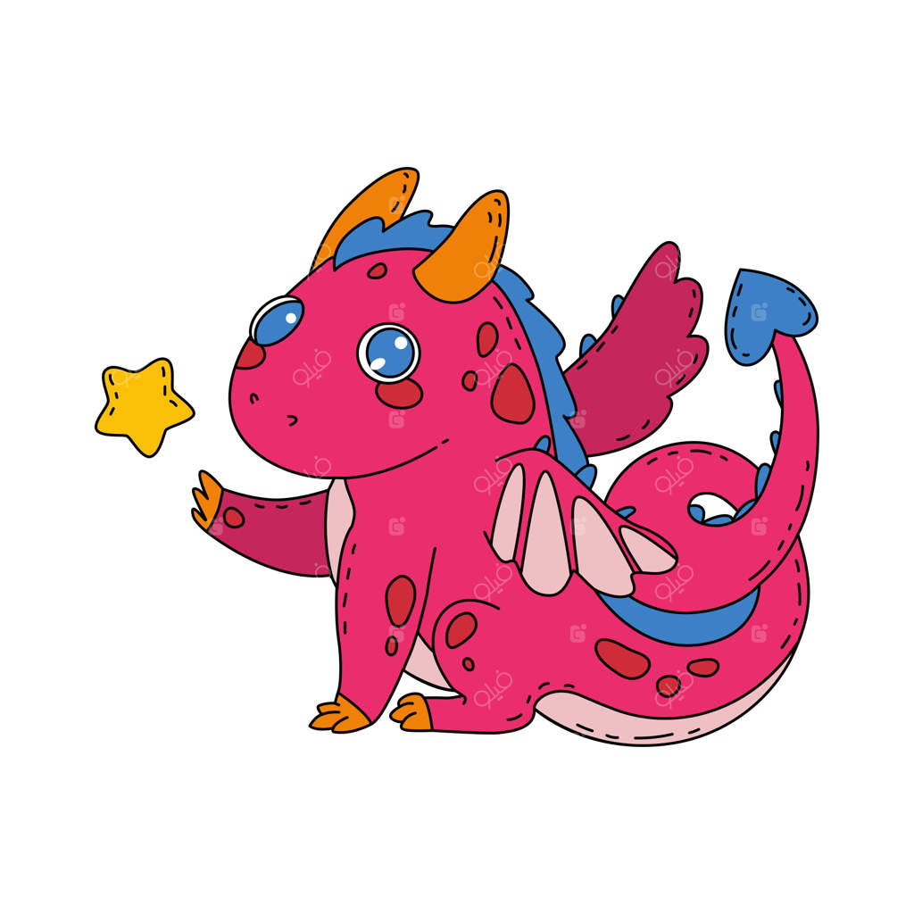 اژدها، نماد سال نو چینی 2024: تصویر بامزه‌ای برای تزئین لباس کودکان، ساخت استیکر و چاپ برای وسائل دکوری داخلی - به سبک کارتونی، تصویر وکتور