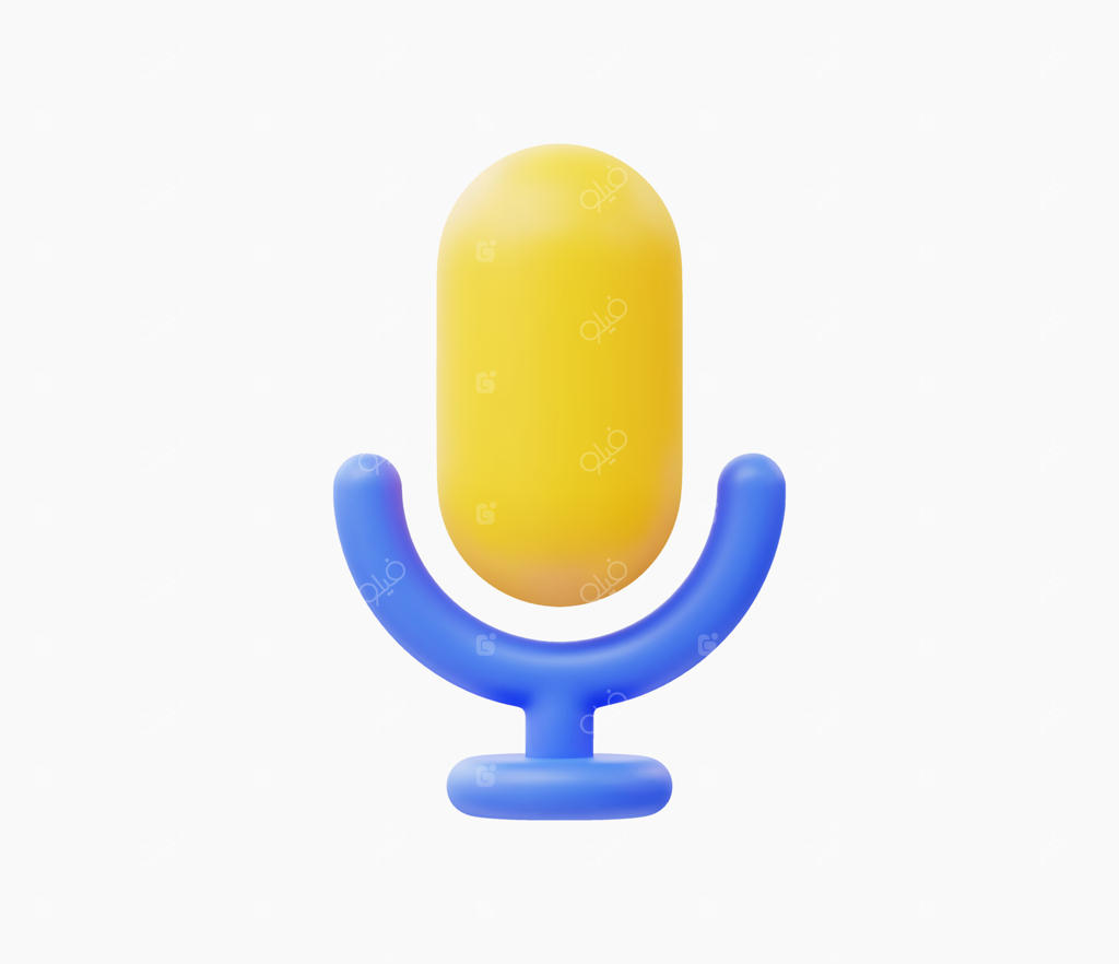 تصویر برداری آیکون میکروفون سه‌بعدی واقع‌گرایانه.