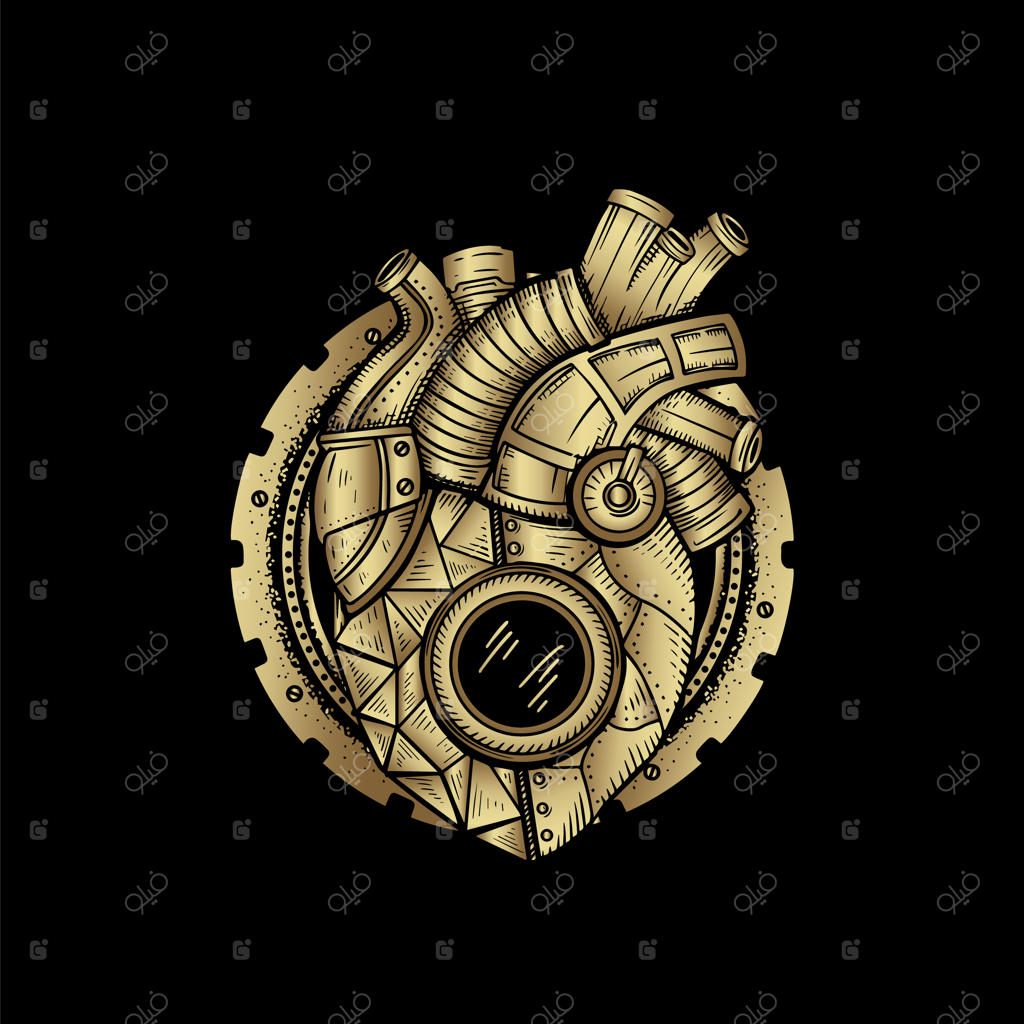 قلب مکانیکی: کارت تصویری با طراحی دستی در سبک‌های اسرارآمیز، بوهمی، معنوی، هندسی، نجوم و جادو برای کارت خوان تاروت