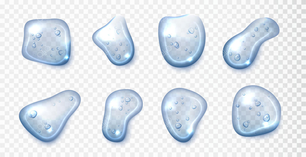 قطرات ژل گلیسیرین و بافت سرم شفاف حباب‌دار؛ کرم آرایشی، لوسیون ژل کلاژن یا قطره‌های اسانس ایزوله شده
