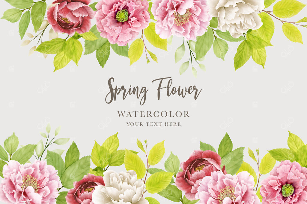 طراحی پس‌زمینه قاب گل‌های آبرنگی