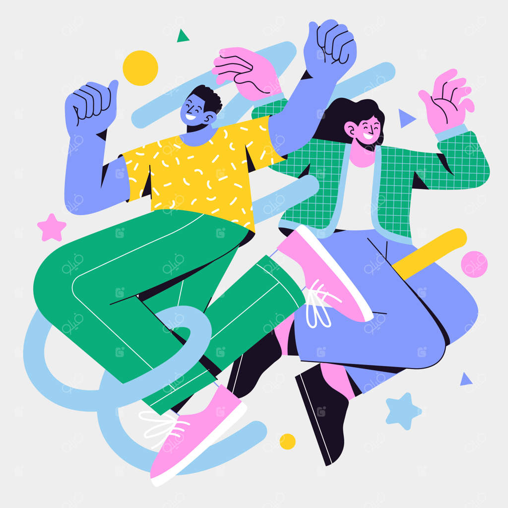 تصویرسازی افراد شاد به صورت دستی