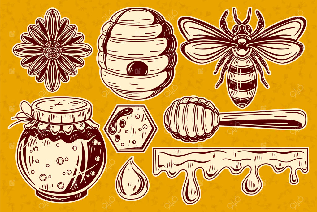 مجموعه عناصر عسل کلاسیک.