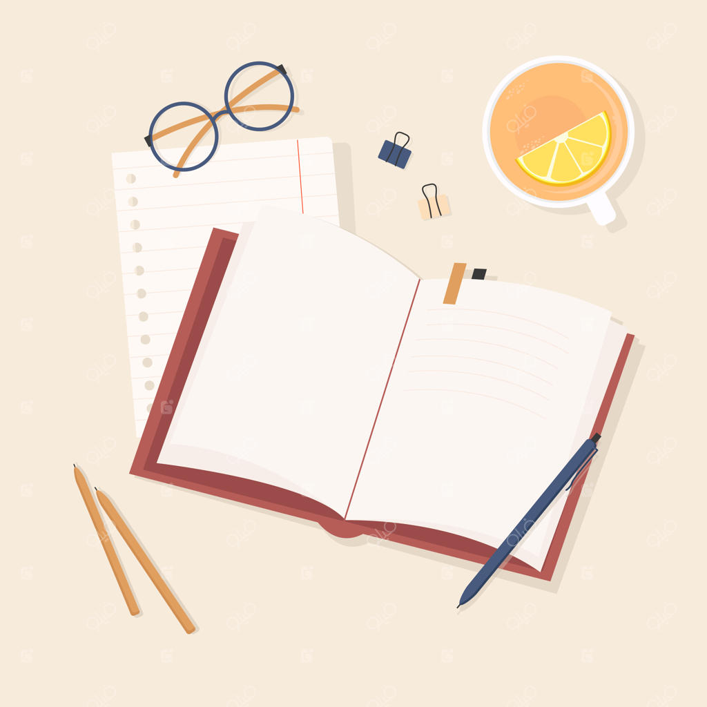 دفترچه یادداشت، خودکار و مداد روی میز برای نوشتن
