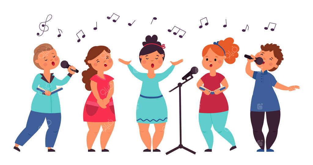 گروه کر کودکان دختر بامزه و خواننده هنرمند نقاشی کنسرت موسیقی کودکانه گروه موسیقی شخصیت‌های کارتونی