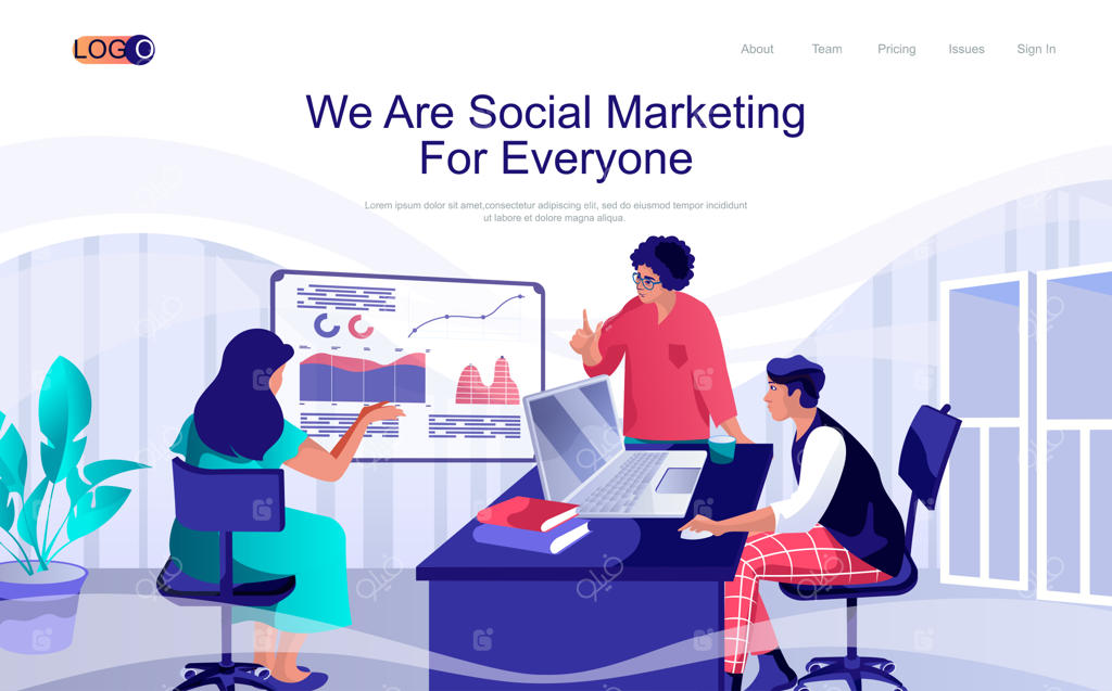 مفهوم بازاریابی اجتماعی: صفحه فرود ایزومتریک تحلیل داده‌ها و بررسی آمار توسط کاربران