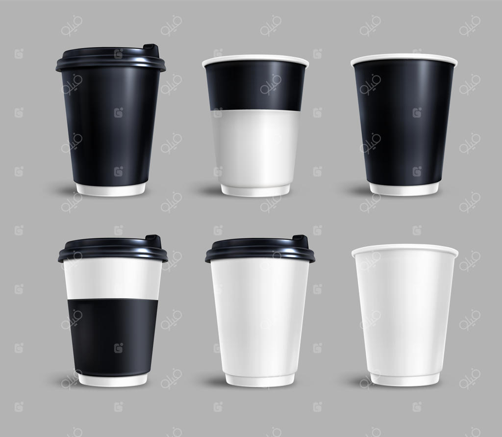 مجموعه‌ای از فنجان‌های قهوه خوشمزه و واقعی