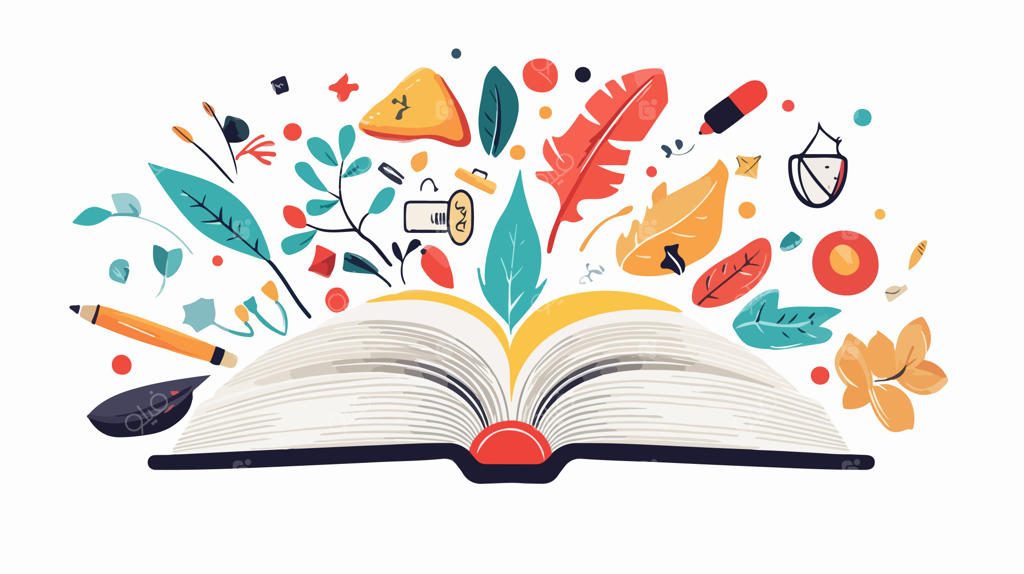 کلاژ نوآورانه با موضوع نشر کتاب و خلاقیت ادبی