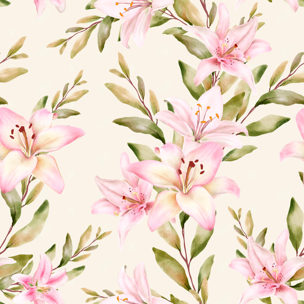 طرح یکپارچه گل سوسن دست‌کشییده