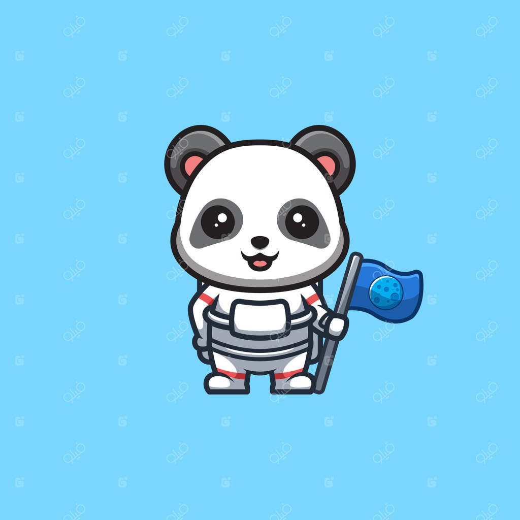پاندا فضانورد بامزه - لوگوی کارتون خلاقانه و کیوت