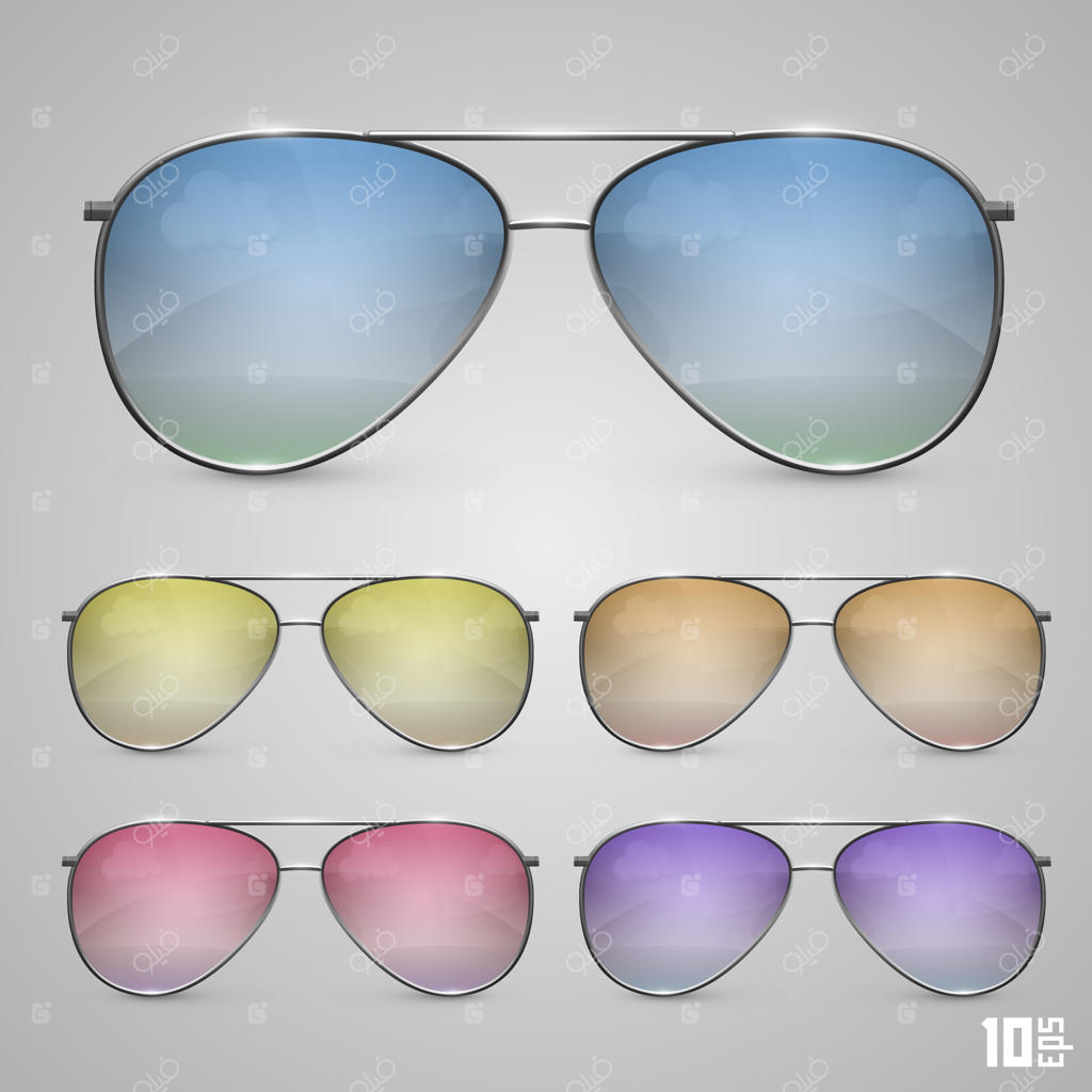 عینک آفتابی رنگی - تصویرسازی وکتور با فرمت 10EPS