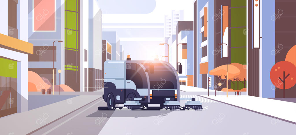 ماشین مدرن جارو کش و شستشوی آسفالت صنعتی جاده