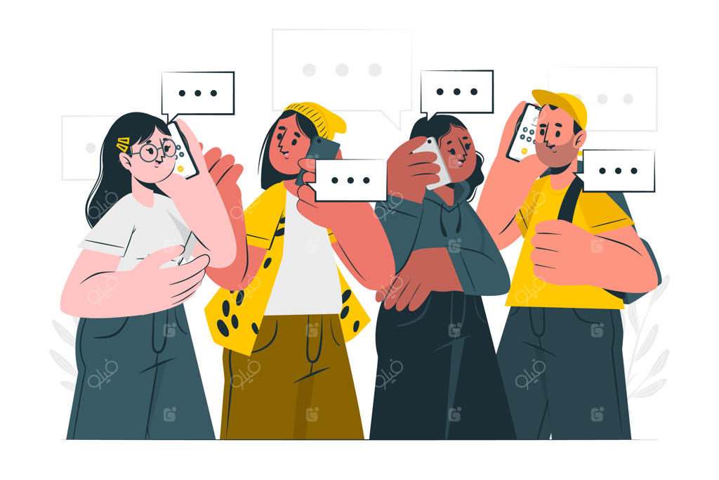 تصویر مفهومی صحبت بزرگسال با تلفن همراه