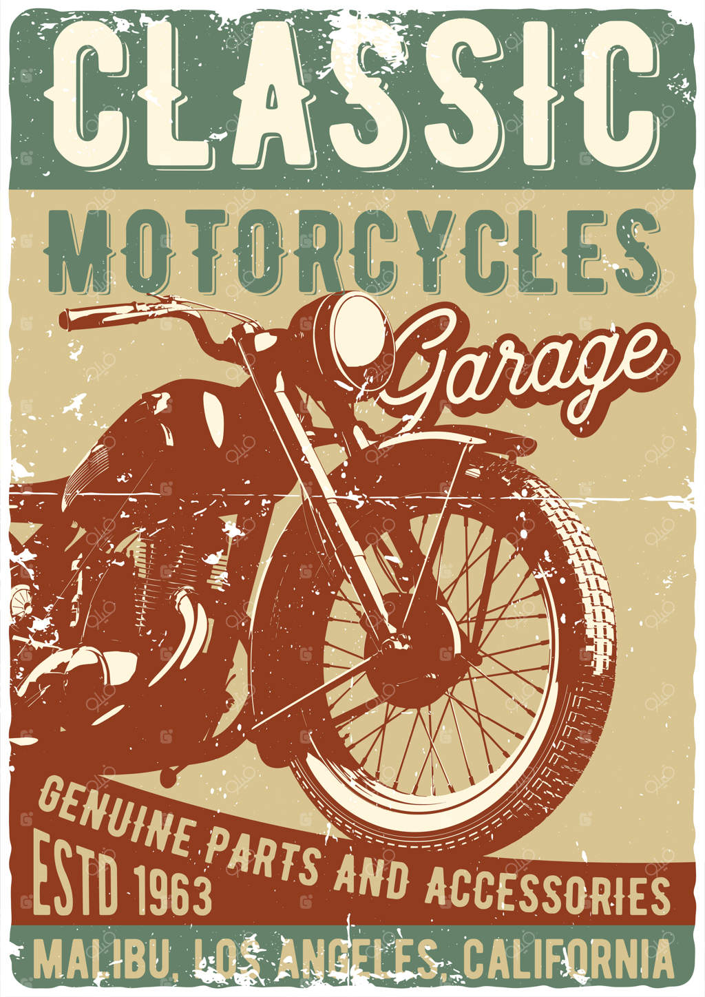 طراحی پوستر با تصویرسازی موتورسیکلت