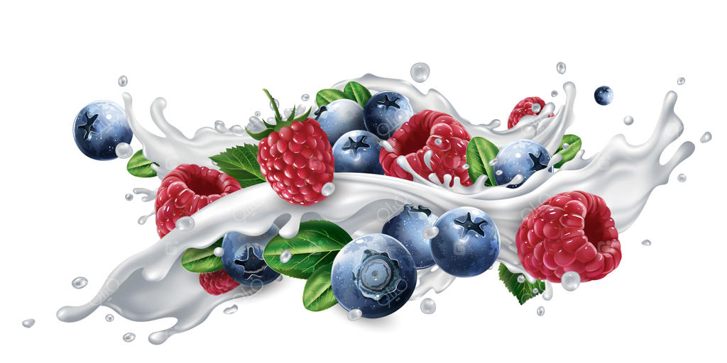 بلوبری و تمشک در ترکیب با شیر یا ماست.