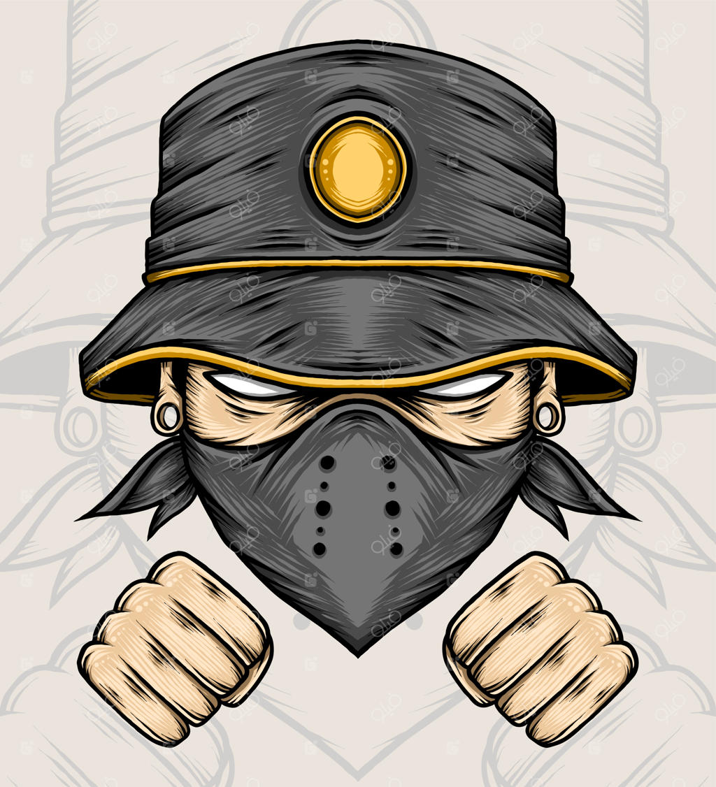 تصویر وکتور مرد با کلاه سطلی