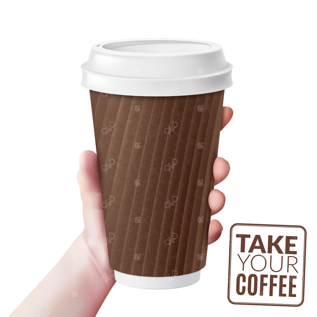 تصویرسازی واقعی از دست با فنجان قهوه