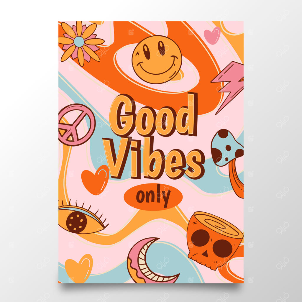 قالب پوستر طرح دهه ۷۰ به صورت دستی طراحی شده