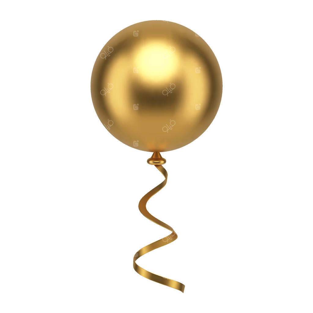 آیکون سه‌بعدی واقع‌گرایانه حباب طلایی شناور با طراحی نوار و دایره‌های ویژه